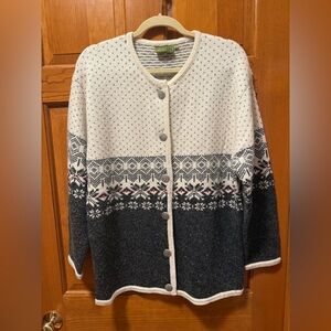 Vintage Country Blue  Button Up Sweater/ Cardigan Size L